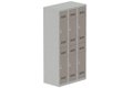 Vestiaire multicases 3 colonnes L,30cm 2 cases (fermeture cadenas) H,180xL,90xP,50cm coffre gris clair/portes basalte