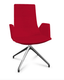 KI fauteuil de conférence haut dossier. piétement 4 branches en aluminium poli. revêtement tissu STEP coloris rouge