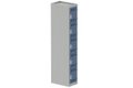 Vestiaire multicases 1 colonne L,30cm 5 cases (fermeture cadenas) H,180xL,30xP,50cm coffre gris clair/portes bleu