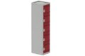 Vestiaire multicases 1 colonne L,40cm 5 cases (fermeture cadenas) H,180xL,40xP,50cm coffre gris clair/portes rouge
