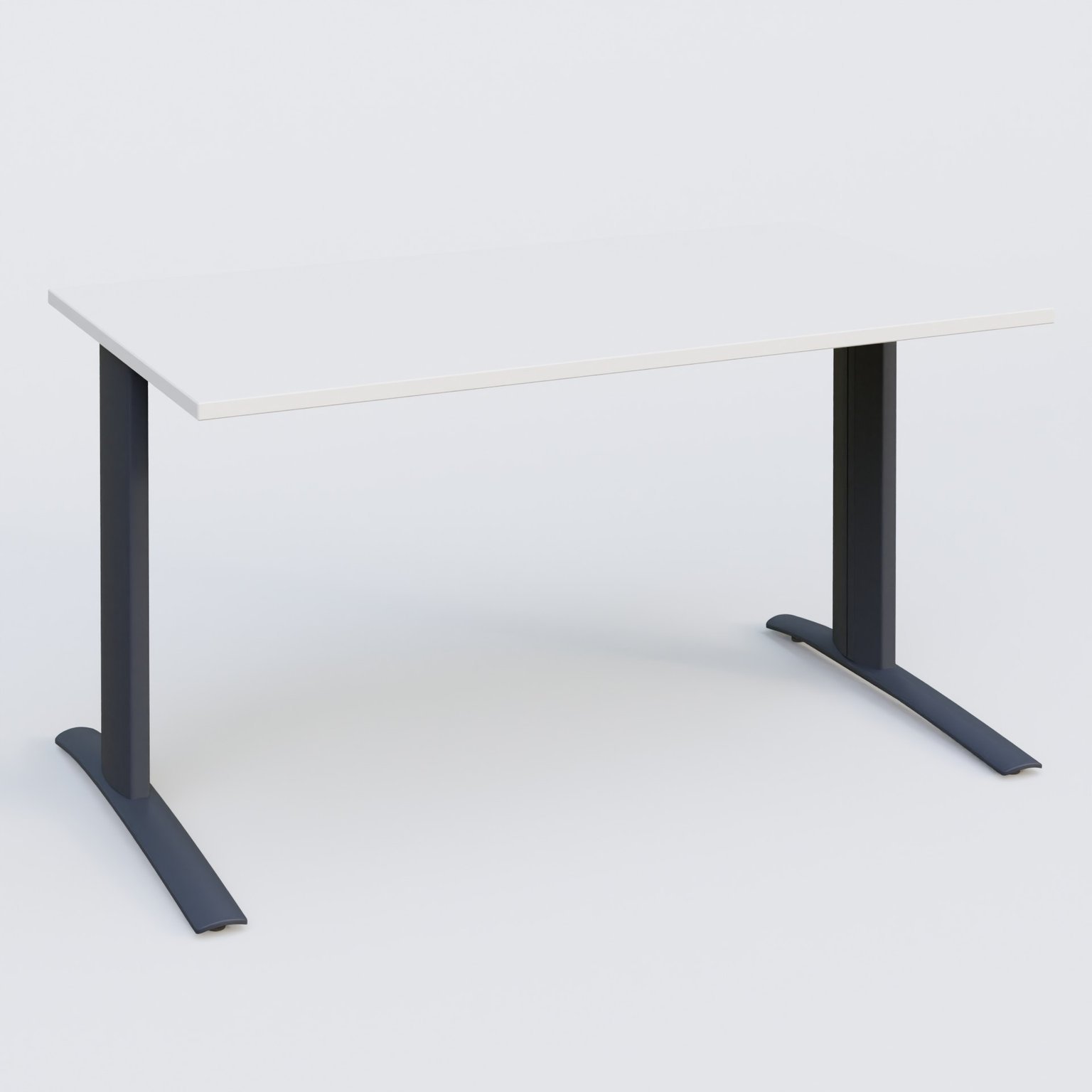 K1 Plateau droit 140x80 pieds fixe. Plateau Blanc et pietement Anthracite