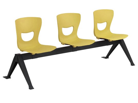 SCOLAIRE - Se Reunir - Siège poutre SMIL3P 3 pl. coque polypropylène pièt. époxy - L185xP70x78 cm - Jaune P07/nr