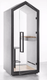 COTTAGE SOLO avec siège, fond verre trempé et murs en tissu L.100xP.95xH.242cm, porte en verre, éclairage LED et système de ventilation avec détecteur de présence, tablette intégrée avec prise électrique