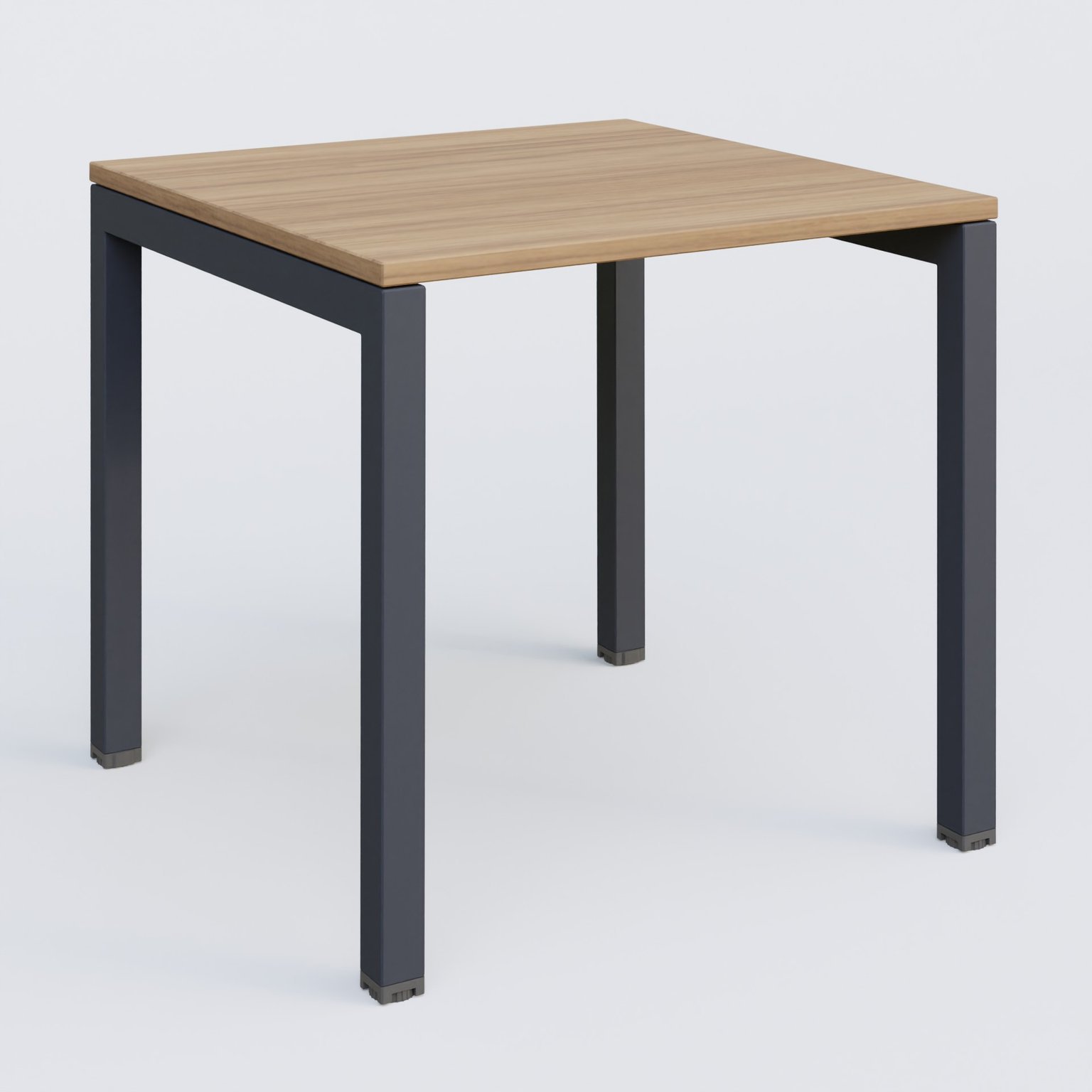 K3 Plateau droit 80x80 pieds fixe. Plateau Noyer et pietement Anthracite.