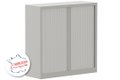 Armoire à rideaux H120xL120cm 2 tablettes, coffre aluminium, rideaux aluminium