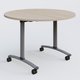 Table ronde gamme Arca D110 cm. Plateau Acacia et pietement Aluminium.