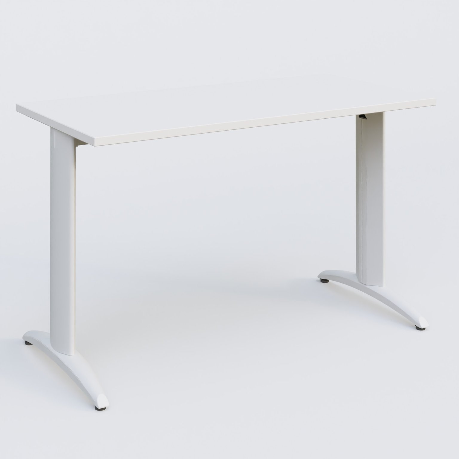 K2 Plateau droit 120x60 pieds fixe. Plateau Blanc et pietement Blanc.