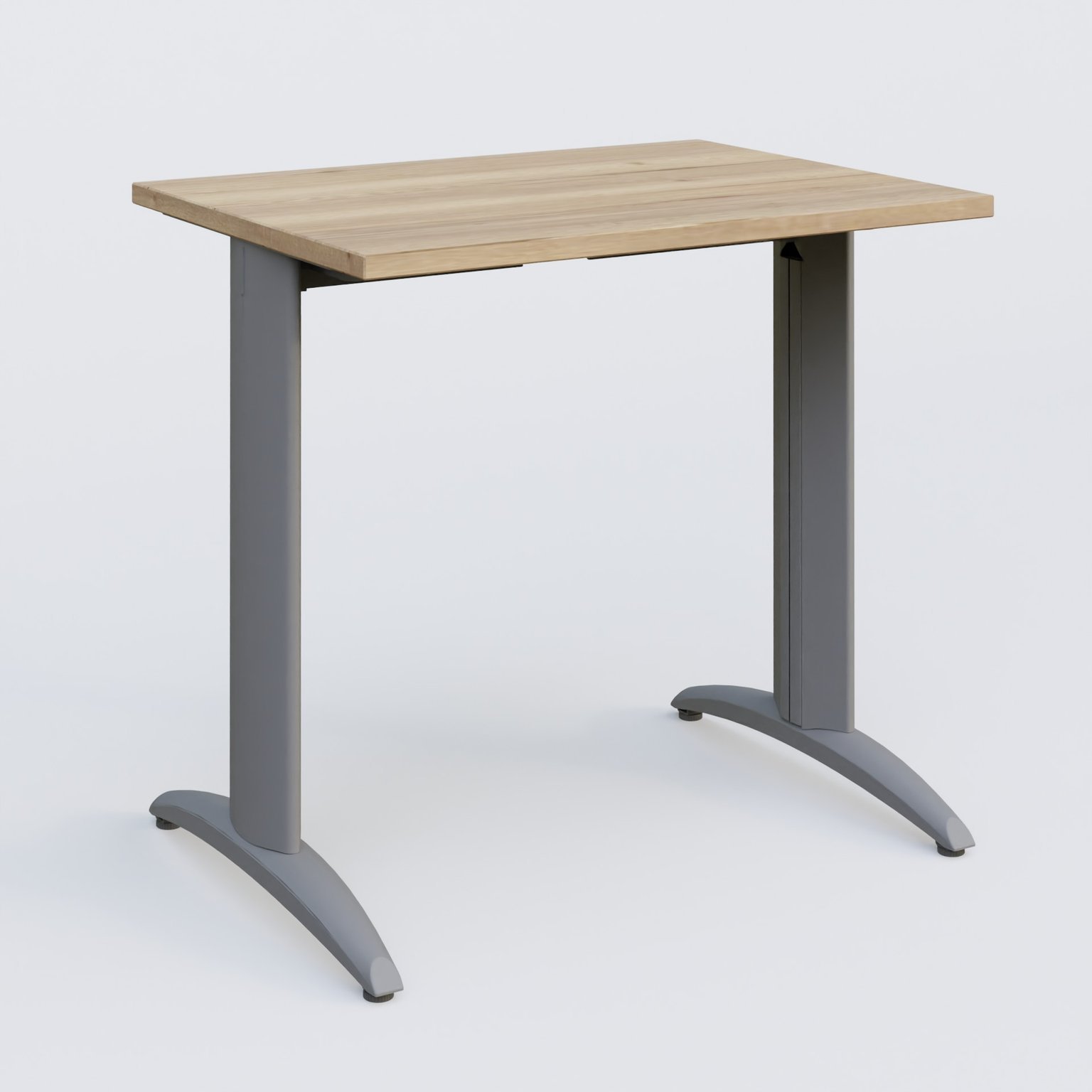 K2 Plateau droit 80x60 pieds fixe. Plateau Chêne naturel et pietement Aluminium.