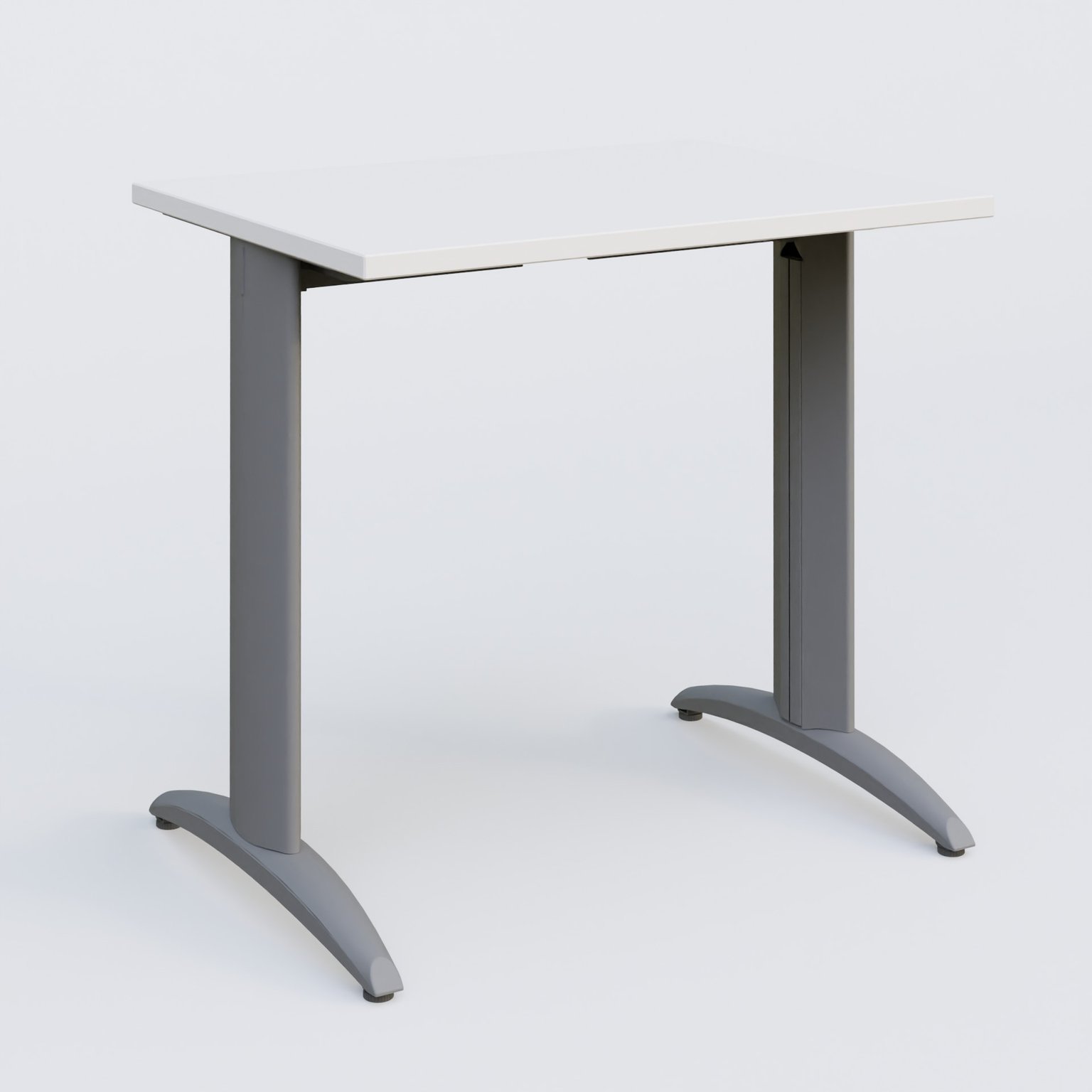 K2 Plateau droit 80x60 pieds fixe. Plateau Blanc et pietement Aluminium.