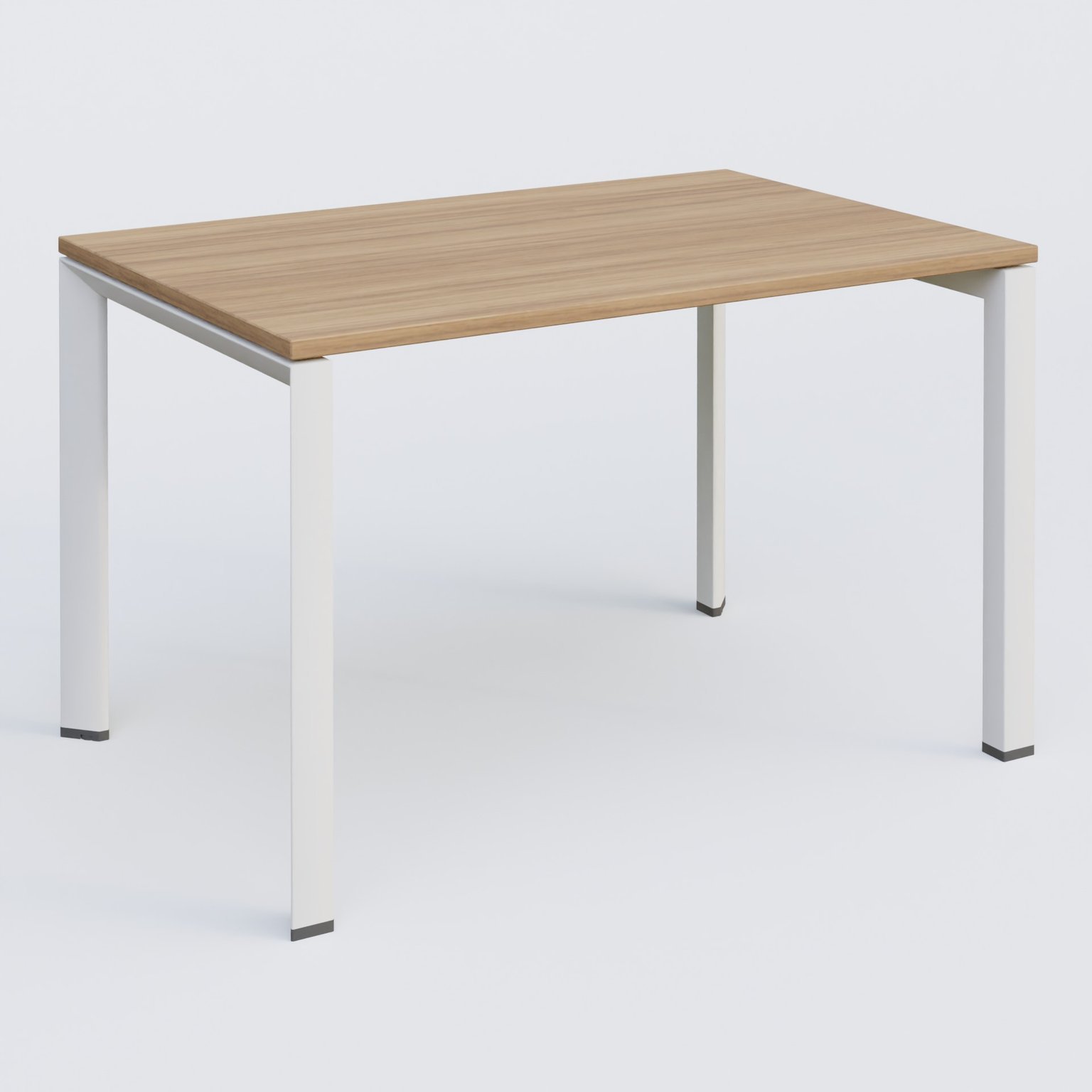 K7 plan droit 120*80 sur pieds fixe. Plateau Noyer et pietement Blanc
