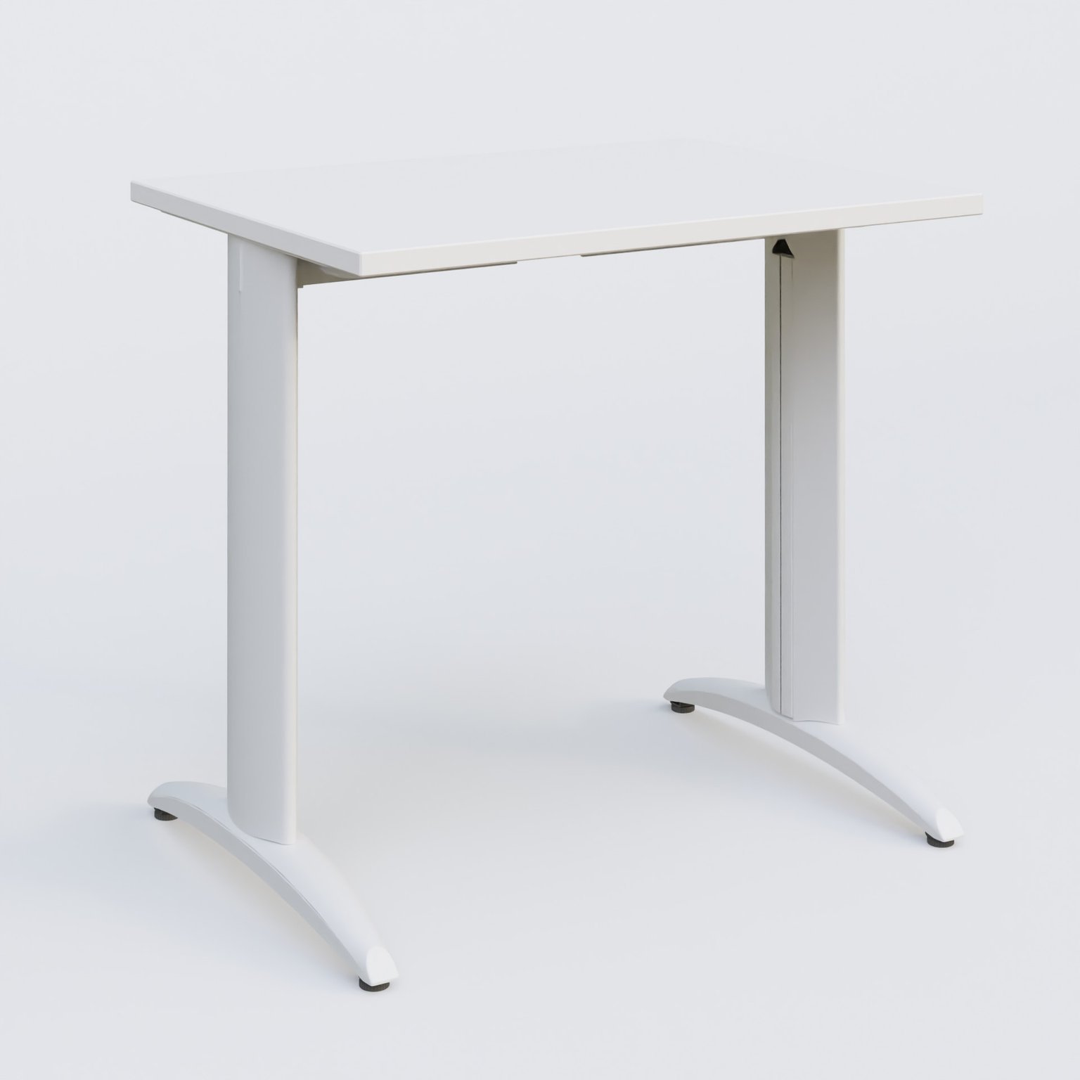 K2 Plateau droit 80x60 pieds fixe. Plateau Blanc et pietement Blanc.