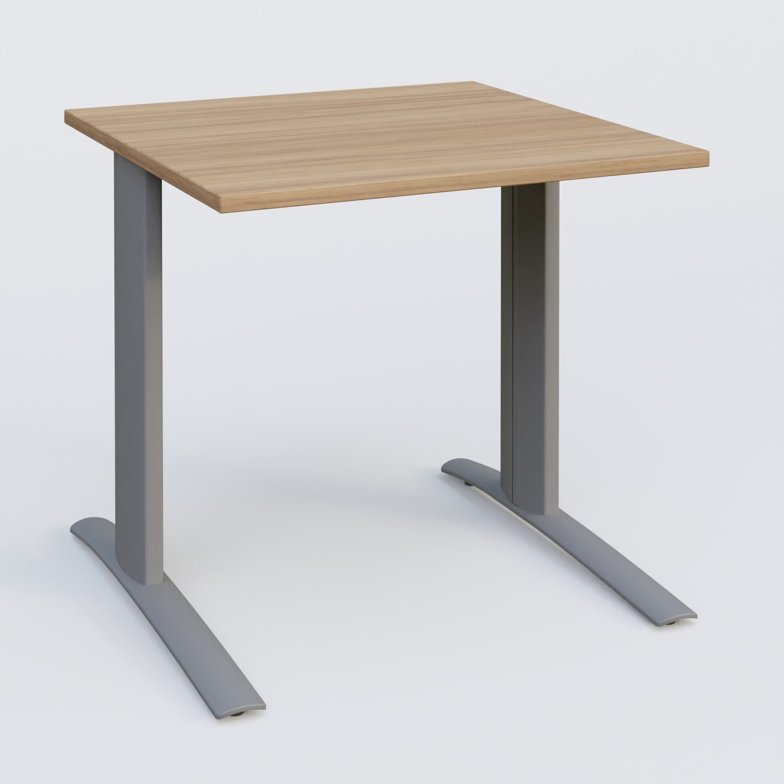 K1 Plateau droit 80x80 pieds fixe. Plateau Noyer et pietement Aluminium