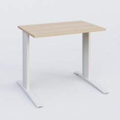 Gamme K1 - Plans droits - K1 Plateau droit 80x60 pieds fixe. Plateau Hêtre et pietement Blanc