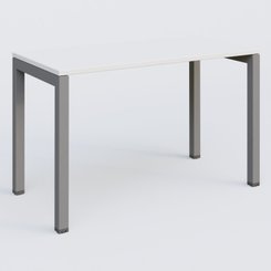 Gamme K3 - Plans droits - K3 Plateau droit 120x60 pieds fixe. Plateau Blanc et pietement Aluminium.