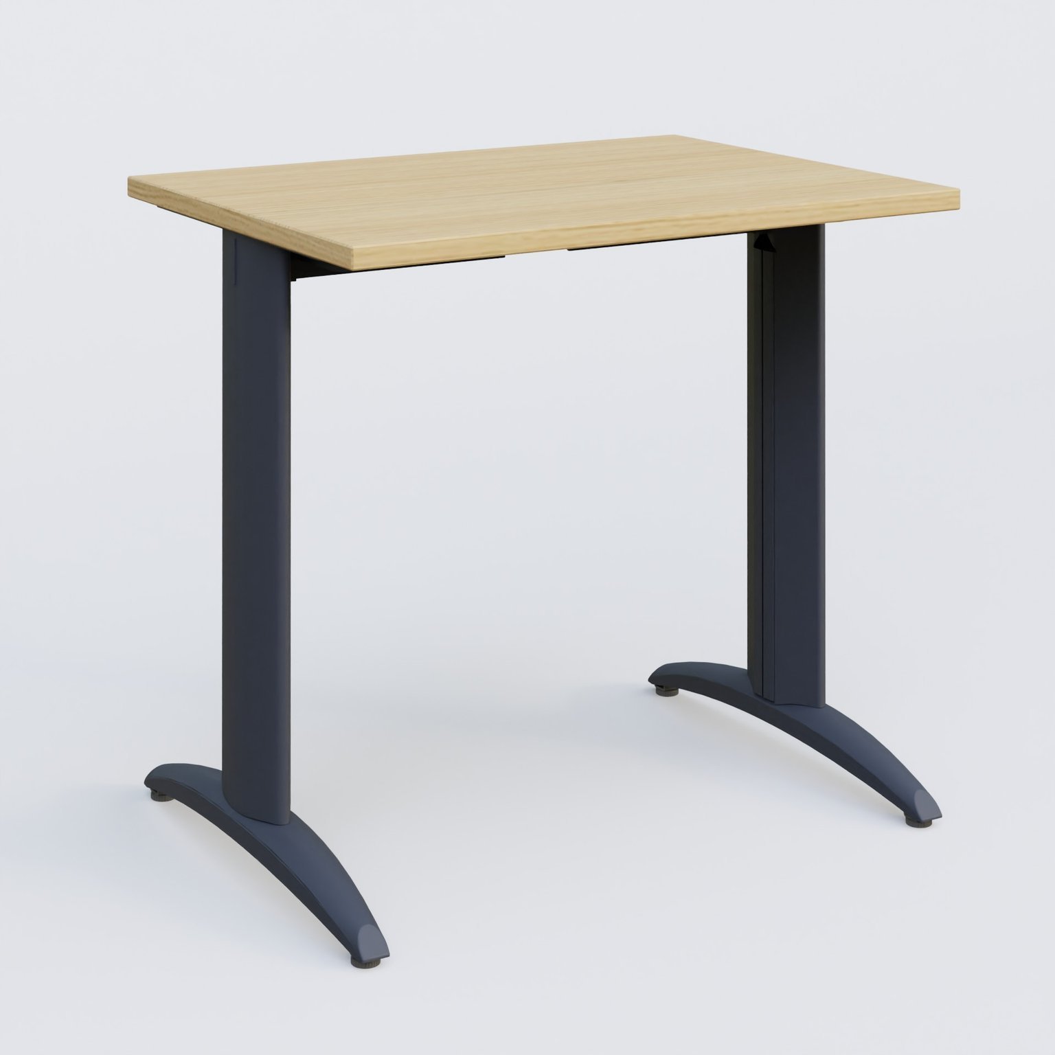 K2 Plateau droit 80x60 pieds fixe. Plateau Chêne clair et pietement Anthracite.