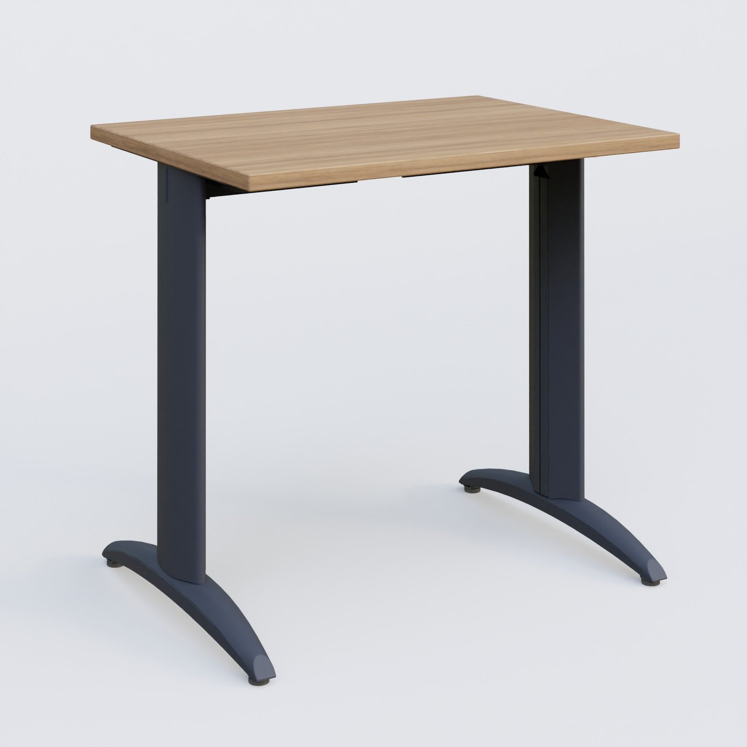 K2 Plateau droit 80x60 pieds fixe. Plateau Noyer et pietement Anthracite.