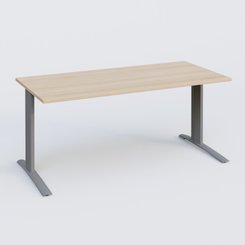 Gamme K1 - Plans droits - K1 Plateau droit 160x80 pieds fixe. Plateau Hêtre et pietement Aluminium
