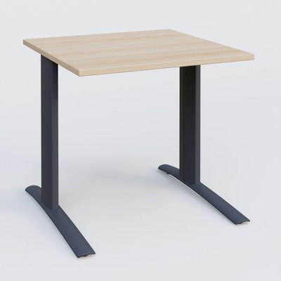 Gamme K1 - Plans droits - K1 Plateau droit 80x80 pieds fixe. Plateau Hêtre et pietement Anthracite