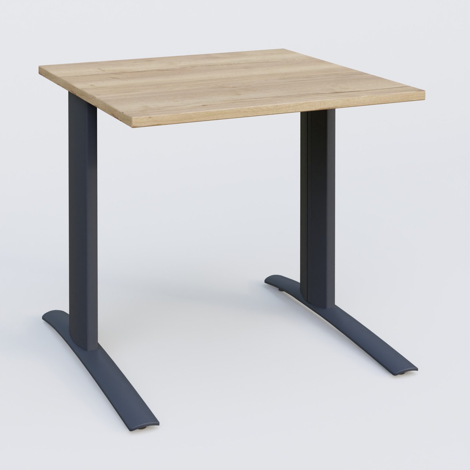 K1 Plateau droit 80x80 pieds fixe. Plateau Chêne naturel et pietement Anthracite