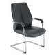 SENATOR fauteuil luge, cuir pleine fleur noir, structure chromée