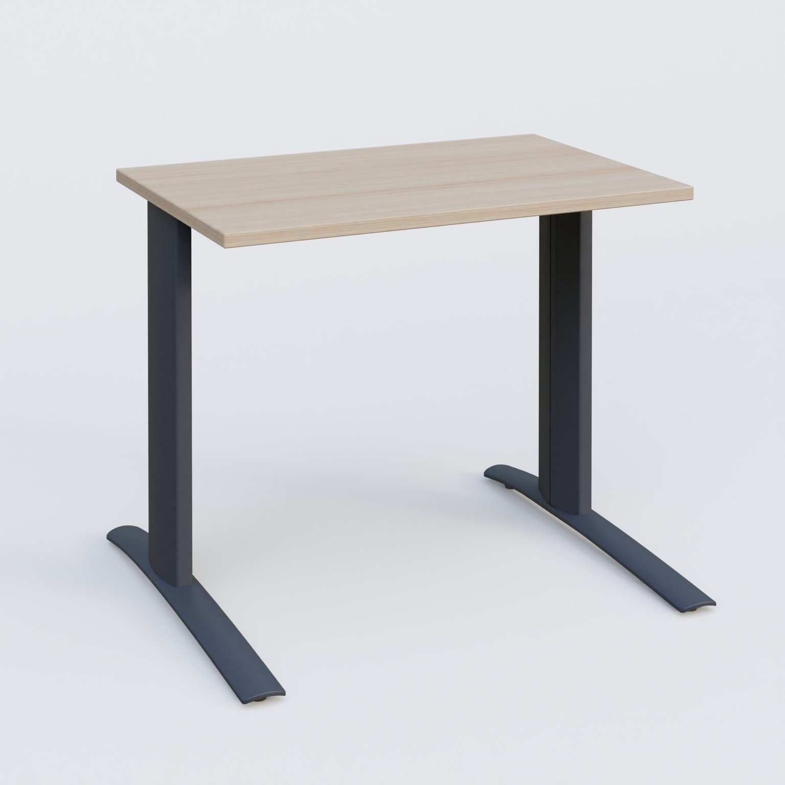 K1 Plateau droit 80x60 pieds fixe. Plateau Acacia et pietement Anthracite