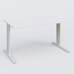 Gamme K1 - Plans droits - K1 Plateau droit 140x80 pieds fixe. Plateau Blanc et pietement Blanc
