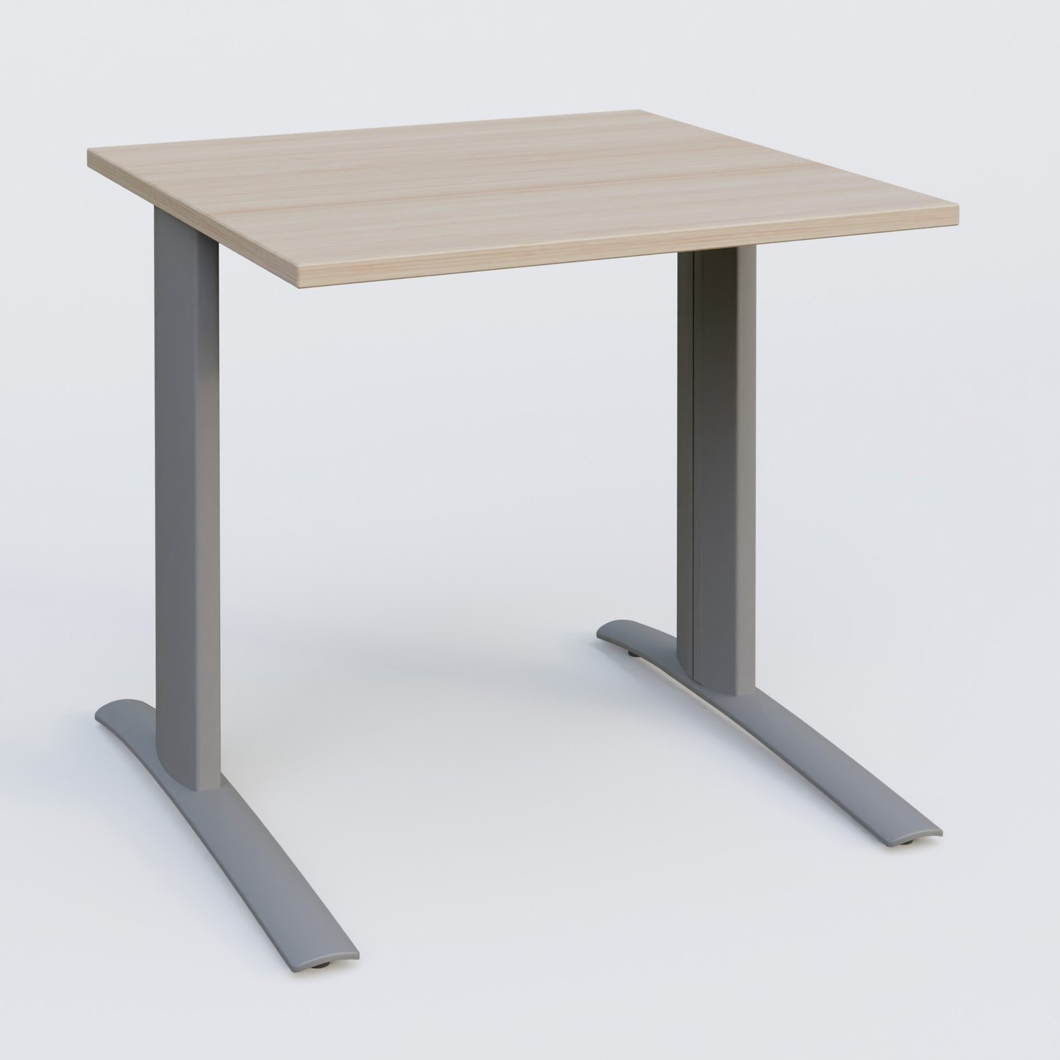 K1 Plateau droit 80x80 pieds fixe. Plateau Acacia et pietement Aluminium