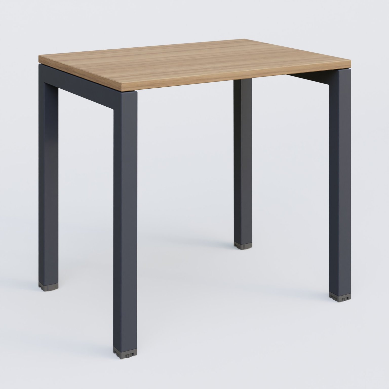 K3 Plateau droit 80x60 pieds fixe. Plateau Noyer et pietement Anthracite.