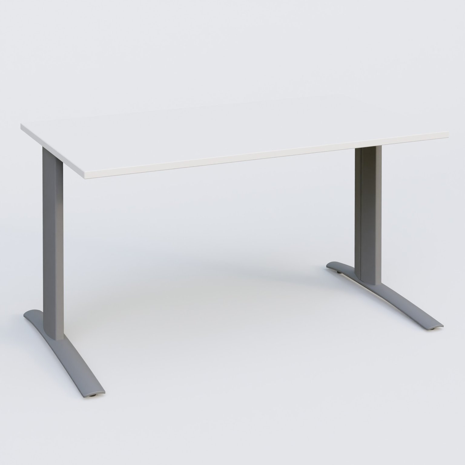 K1 Plateau droit 140x80 pieds fixe. Plateau Blanc et pietement Aluminium