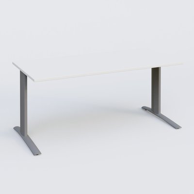 Gamme K1 - Plans droits - K1 Plateau droit 160x80 pieds fixe. Plateau Blanc et pietement Aluminium