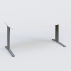 Gamme K1 - Plans droits - K1 Plateau droit 160x80 pieds fixe. Plateau Blanc et pietement Aluminium