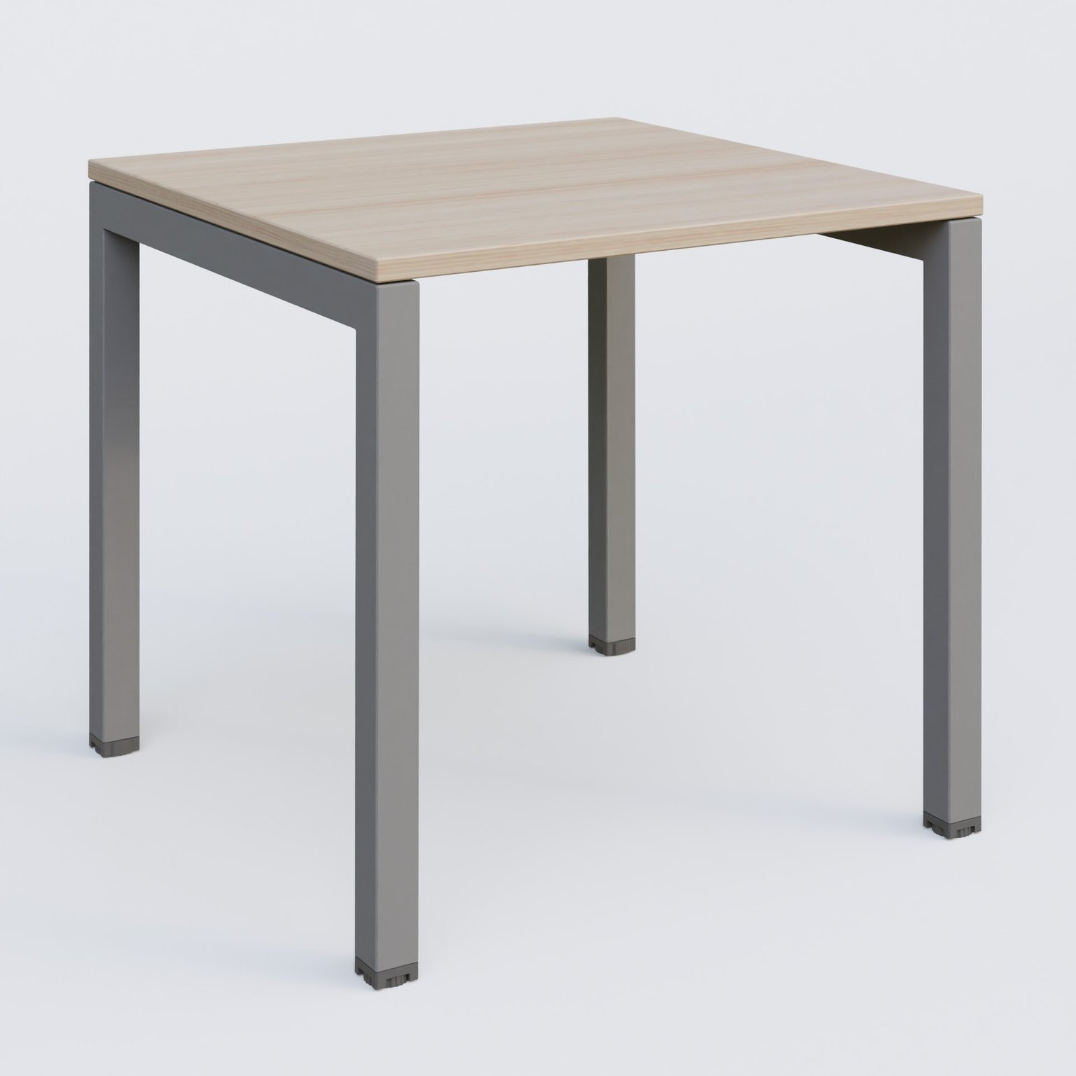 K3 Plateau droit 80x80 pieds fixe. Plateau Acacia et pietement Aluminium.