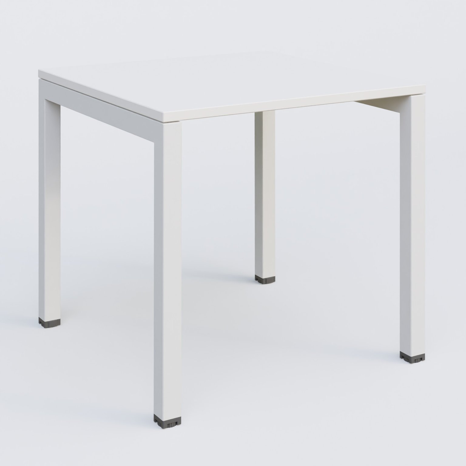 K3 Plateau droit 80x80 pieds fixe. Plateau Blanc et pietement Blanc.
