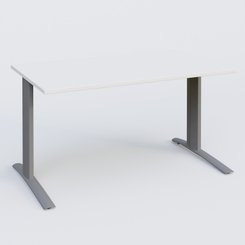 Gamme K1 - Plans droits - K1 Plateau droit 140x80 pieds fixe. Plateau Blanc et pietement Aluminium
