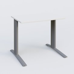 Gamme K1 - Plans droits - K1 Plateau droit 80x60 pieds fixe. Plateau Blanc et pietement Aluminium