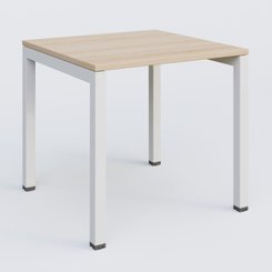 Gamme K3 - Plans droits - K3 Plateau droit 80x80 pieds fixe. Plateau Hêtre et pietement Blanc.