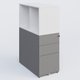 Caisson HB 3 tiroirs avec niche. Caisson Aluminium top de finition Blanc et niche blanche.