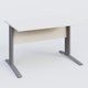 K1 Plateau droit 120x80 avec voile de fond bois. Plateau Blanc et pietement Aluminium