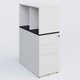 Caisson HB 3 tiroirs avec niche. Caisson Blanc top de finition Noir Mat et niche blanche.