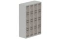 Vestiaire multicases 4 colonnes L,30cm 4 cases (fermeture cadenas) H,180xL,120xP,50cm coffre gris clair/portes basalte