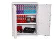 Armoire forte ignifuge L.94xP.52xH.123cm - 354 Litres / 106kg - 2 portes serrure électronique, 2 tablettes, coloris blanc
