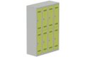 Vestiaire multicases 4 colonnes L,30cm 2 cases (fermeture cadenas) H,180xL,120xP,50cm coffre gris clair/portes anis