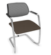 DIVA fauteuil dos résille. piétement luge chromé. assise vinyle RNN coloris gris anthracite dossier résille coloris noir