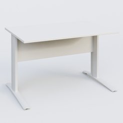 Gamme K1 - Plans droits - K1 Plateau droit 120x80 avec voile de fond métal. Plateau Blanc et pietement Blanc