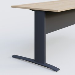 Gamme K1 - Plans droits - K1 Plateau droit 120x80 avec voile de fond métal. Plateau Hêtre et pietement Anthracite