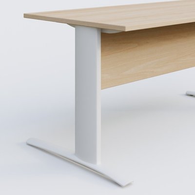 Gamme K1 - Plans droits - K1 Plateau droit 120x80 avec voile de fond bois. Plateau Hêtre et pietement Blanc