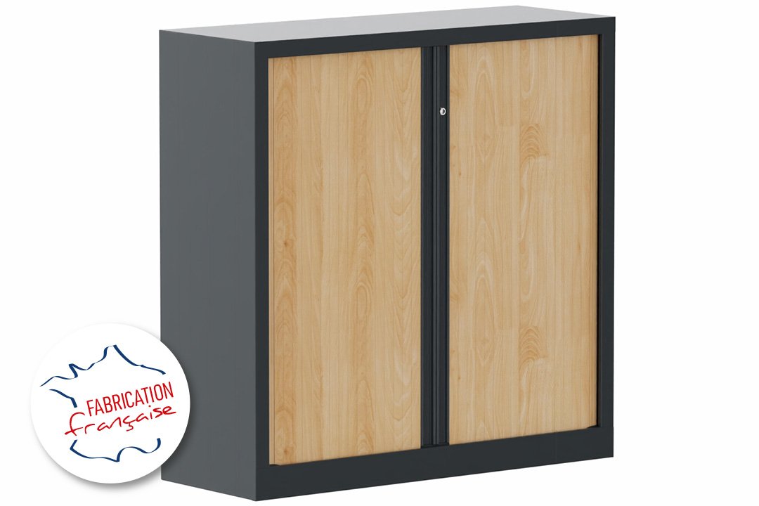 Armoire à rideaux H120xL120cm 2 tablettes