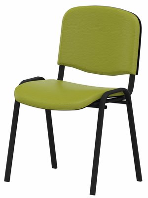 VISITEURS ET FONCTIONNELS - 4 Pieds - Joker Eco - Chaise piétement 4 pieds laqué noir (Noir).Assise et dossier tissu Vinyle V1 Vert (VNY)