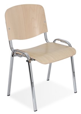 VISITEURS ET FONCTIONNELS - 4 Pieds - JOKER BOIS chaise 4 pieds, bois hêtre vernis naturel, structure chromée