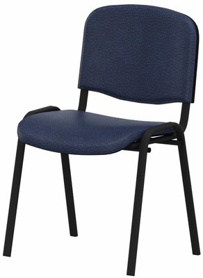 VISITEURS ET FONCTIONNELS - 4 Pieds - Joker + - Chaise piétement 4 pieds laqué noir (Noir).Assise et dossier tissu Vinyle V1 Bleu foncé (VNC)